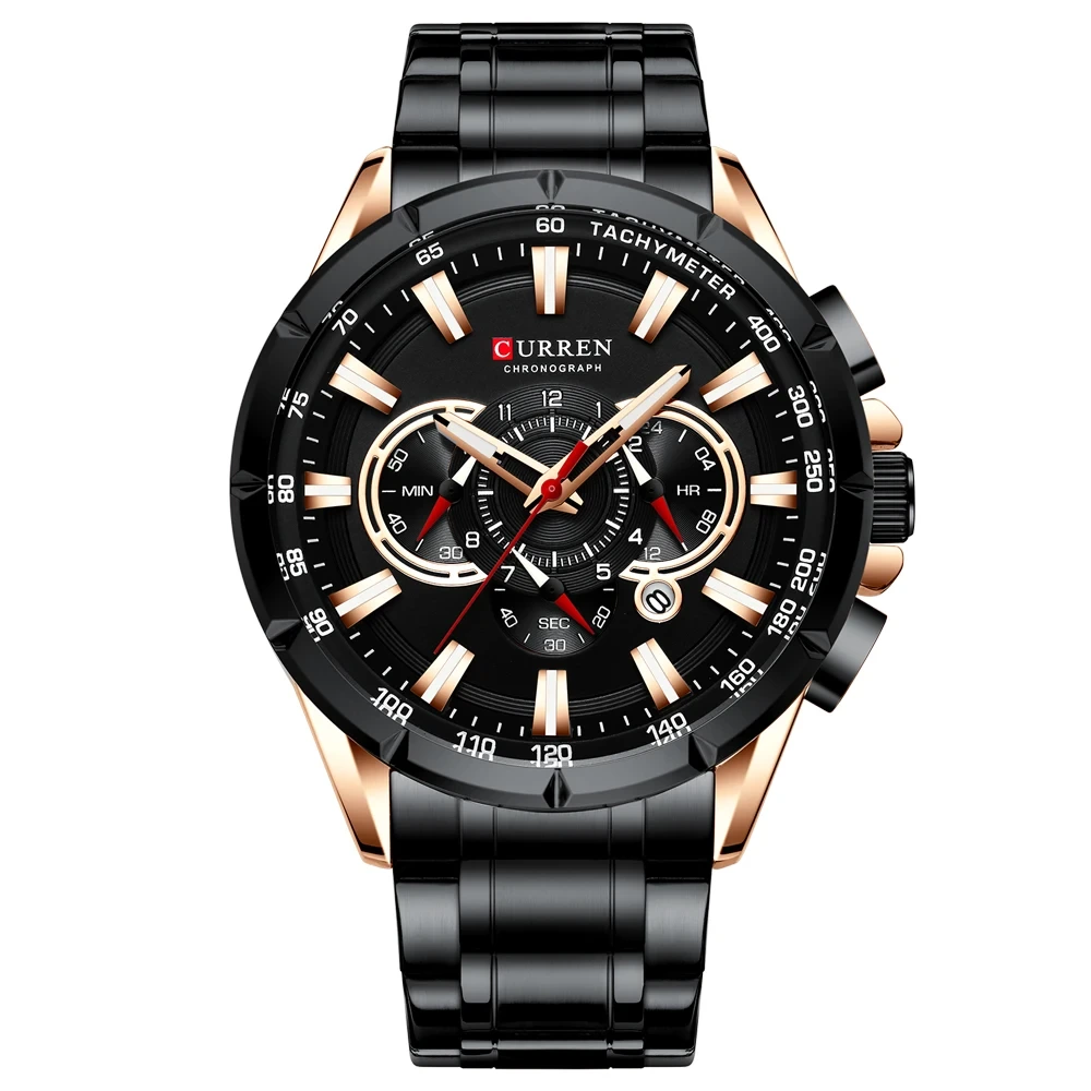 Men's Classic Aesthetic Design Business Quartz Watch Stainless Steel Strap Multi Functional Calendar Men's Watch 1