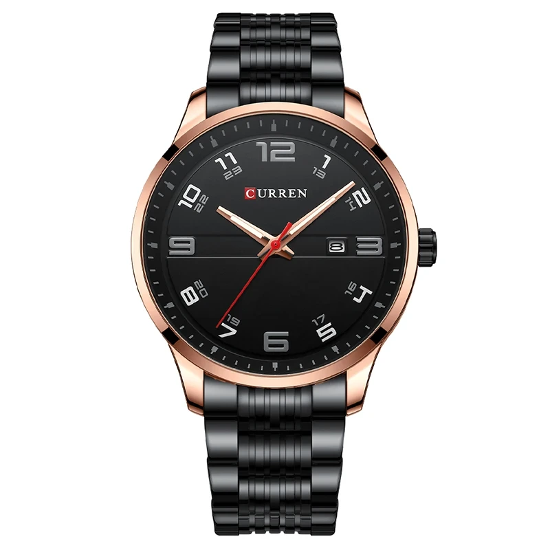 Reloj de cuarzo digital simplificado al por mayor con esfera grande circular resistente al agua y reloj multifuncional con correa de acero 1