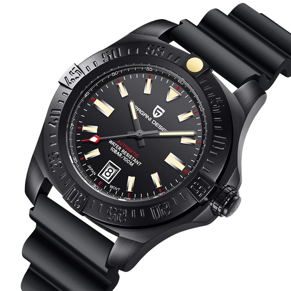 High Quality Men's Fully Automatic Mechanical Watch Fashionable Steel Hollowed Out Men's Rubber Strap Watch 1