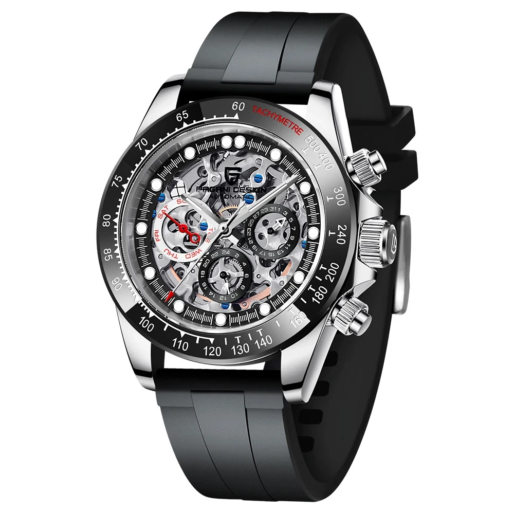 Reloj mecánico multifuncional completamente automático para hombre con movimiento ahuecado y reloj de acero de precisión 1