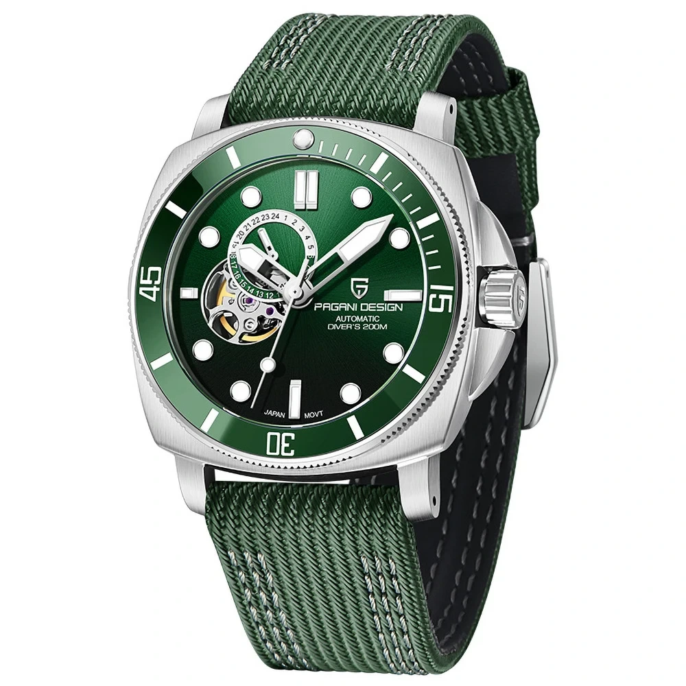 Orologio resistente all'usura da uomo durevole Orologio meccanico completamente automatico Orologio impermeabile con bagliore notturno in acciaio di precisione 1