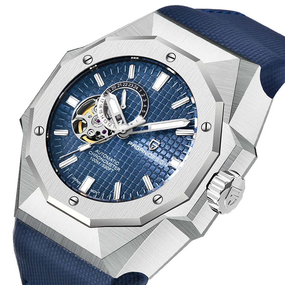 Orologio resistente all'usura da uomo alla moda Orologio meccanico completamente automatico Orologio con quadrante grande impermeabile con bagliore notturno 1