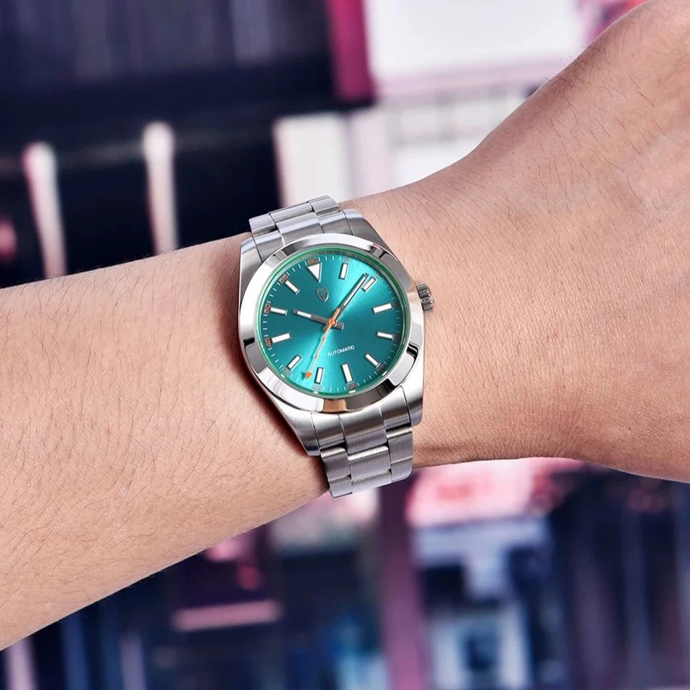 Reloj multifuncional mecánico completamente automático de cristal de alta calidad para hombre, reloj resistente al agua de acero inoxidable para hombre 6