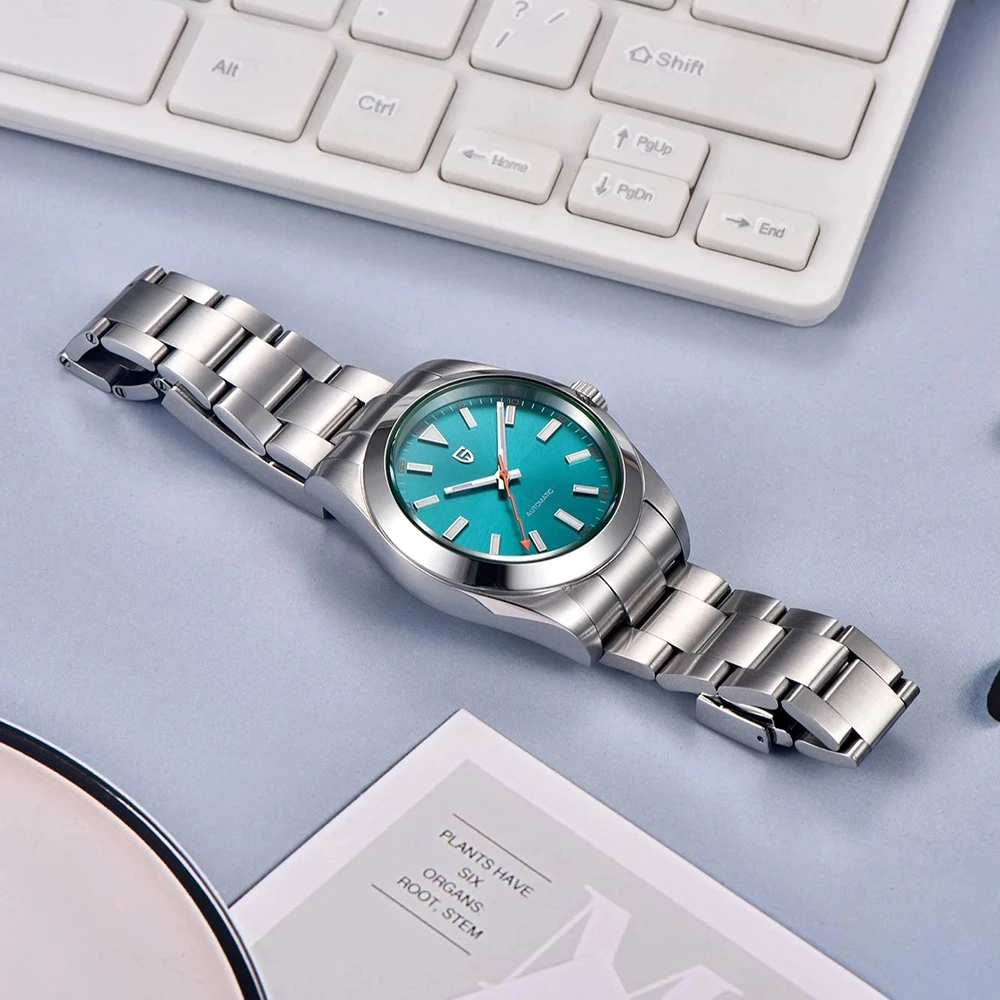 Reloj multifuncional mecánico completamente automático de cristal de alta calidad para hombre, reloj resistente al agua de acero inoxidable para hombre 5