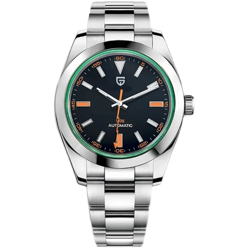 Orologio da uomo multifunzionale meccanico completamente automatico in vetro di alta qualità Orologio da uomo impermeabile in acciaio inossidabile 1