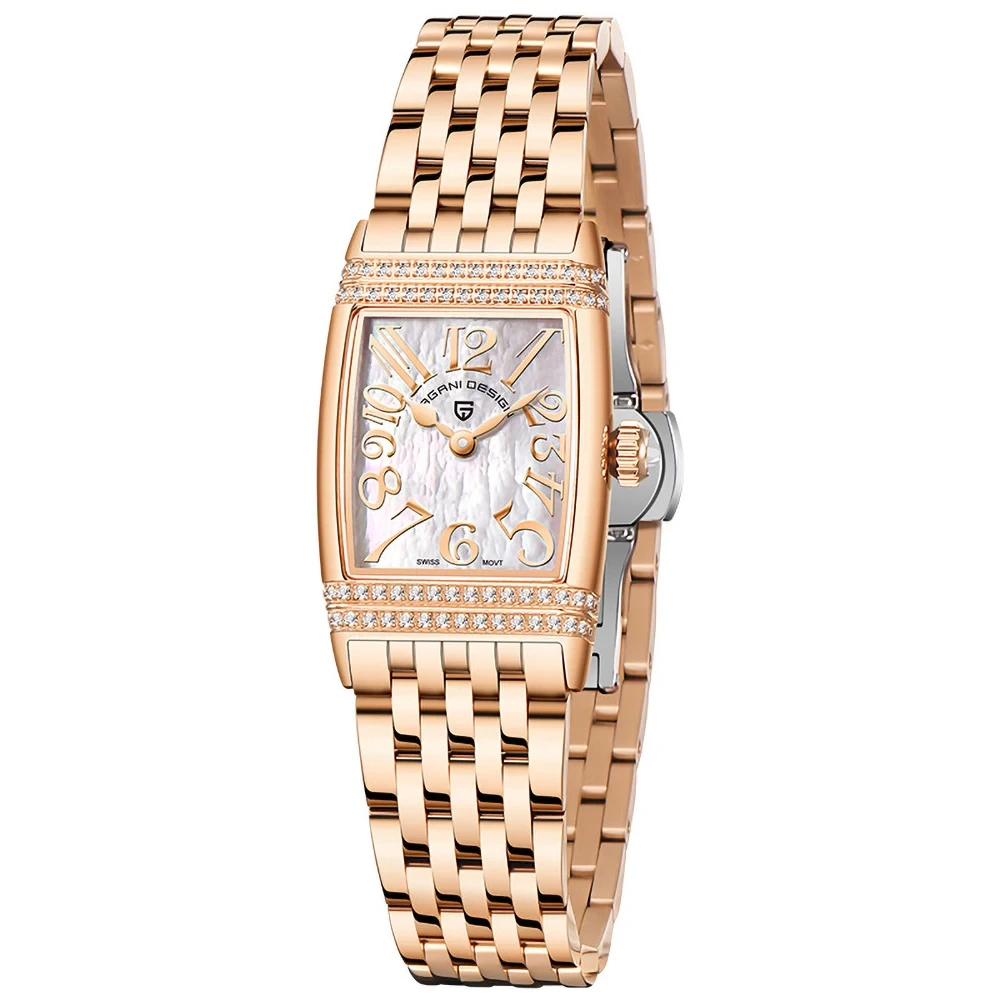 Orologio da donna impermeabile con quadrante quadrato di precisione in acciaio con quadrante alla moda, orologio multifunzionale alla moda 1