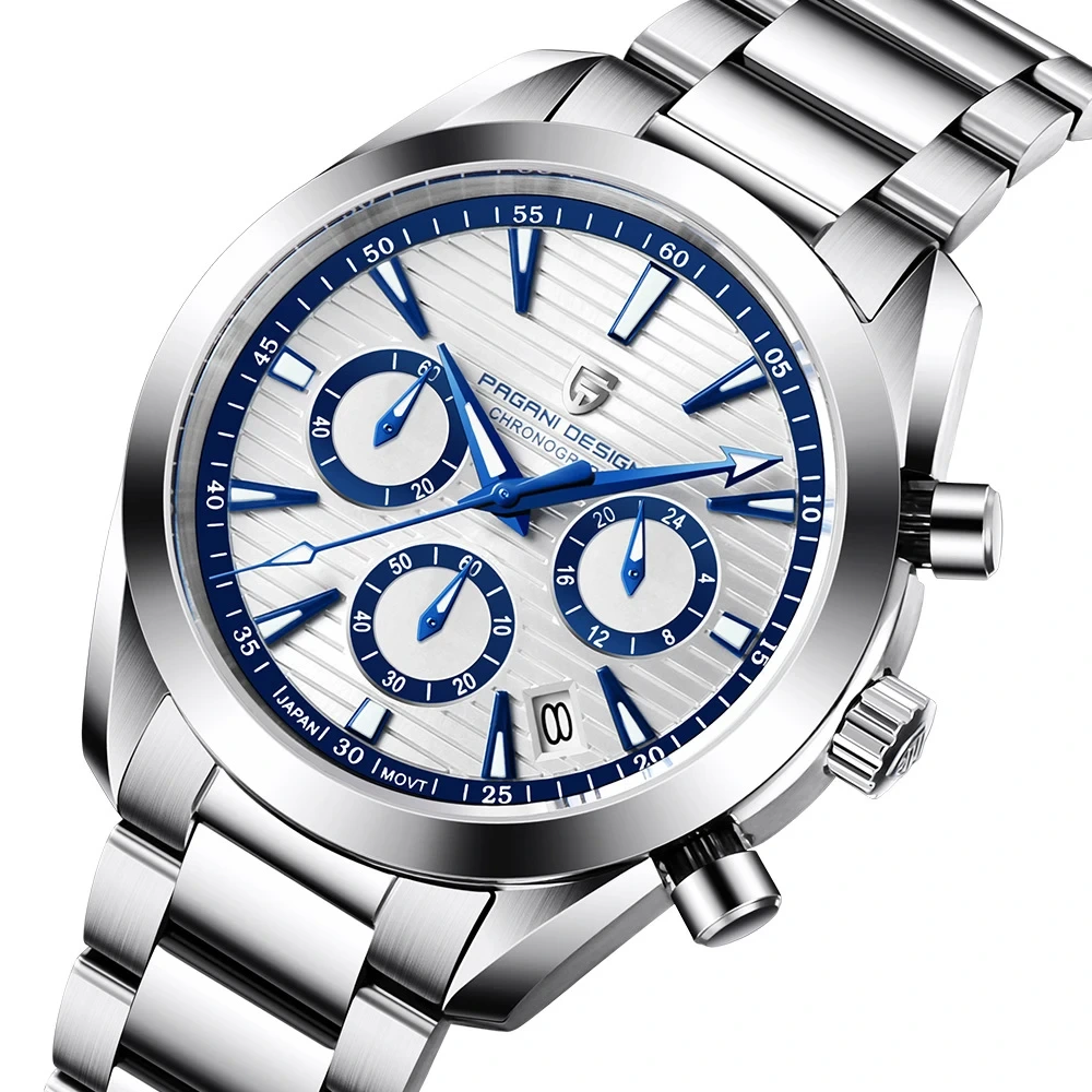 High Quality Durable Wholesale Men's Quartz Multifunctional Watch Chronograph Fashionable Waterproof Watch 1