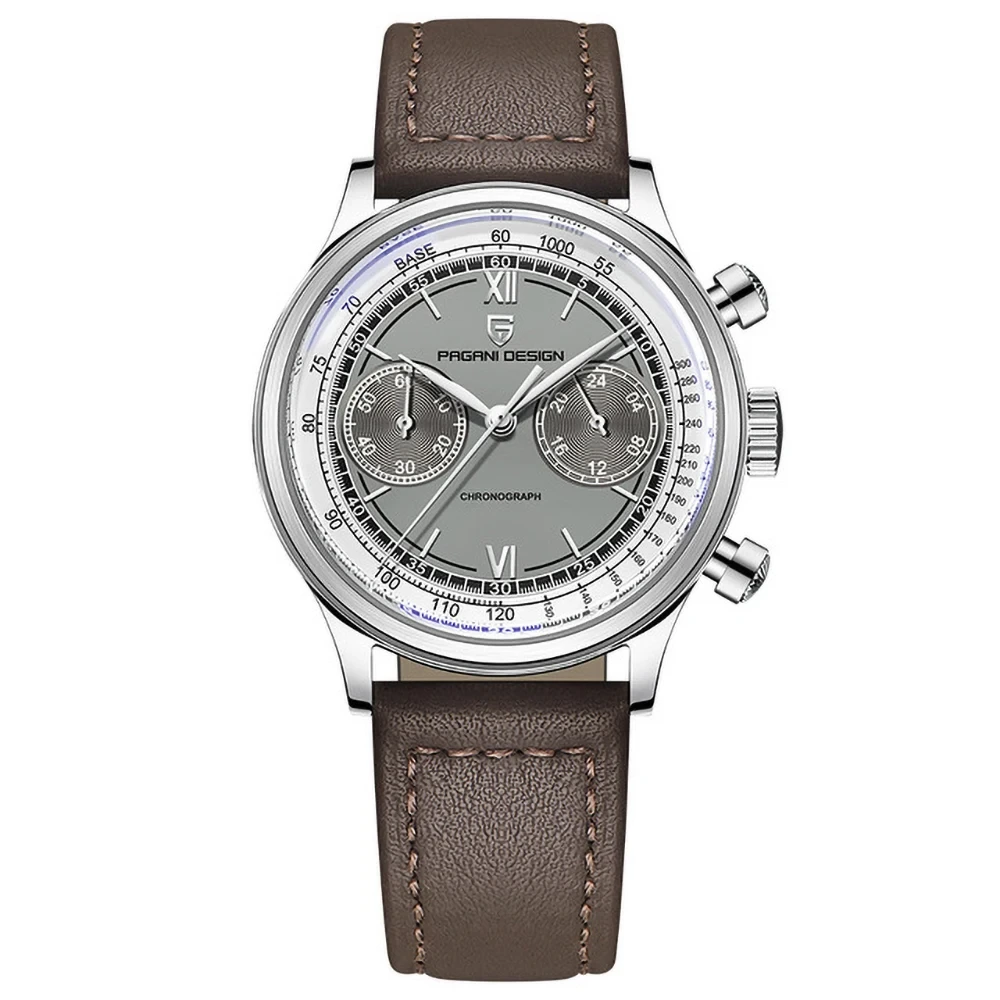 Orologio cronografo multifunzionale da uomo retrò all'aperto Orologio al quarzo resistente all'usura in pelle sportiva impermeabile 1