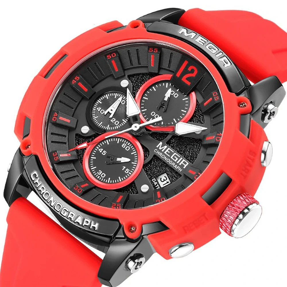 Montre à Quartz pour hommes, multifonctionnelle, étanche, lumineuse, en Silicone, montre de sport 1