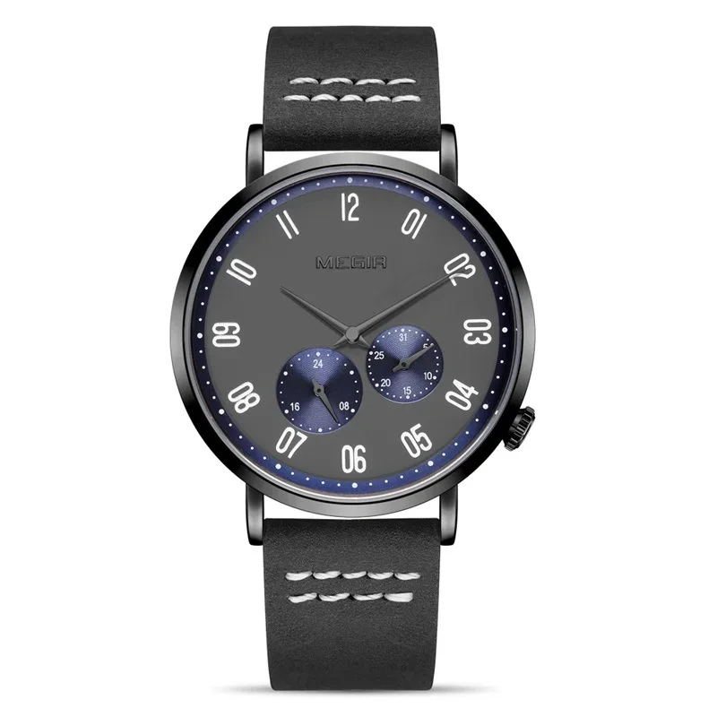 Reloj de Cuarzo Deportivo Luminoso para Hombres Reloj de Negocios de Cuero Genuino Reloj de Cuarzo Minimalista Impermeable 1