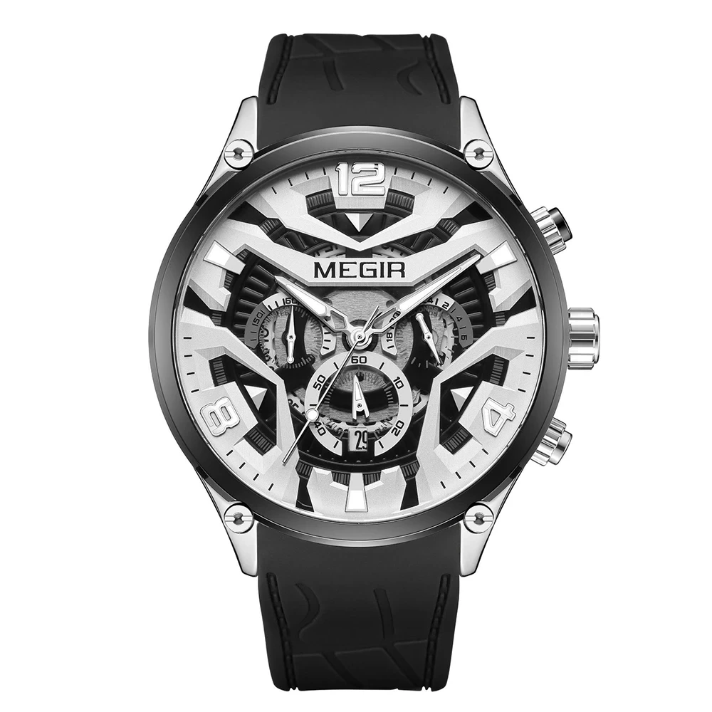 Neue Herrenuhr Multifunktions-Timing Drei-Augen-Sechs-Pin-Silikonarmband Quarzuhr Großhandel 1