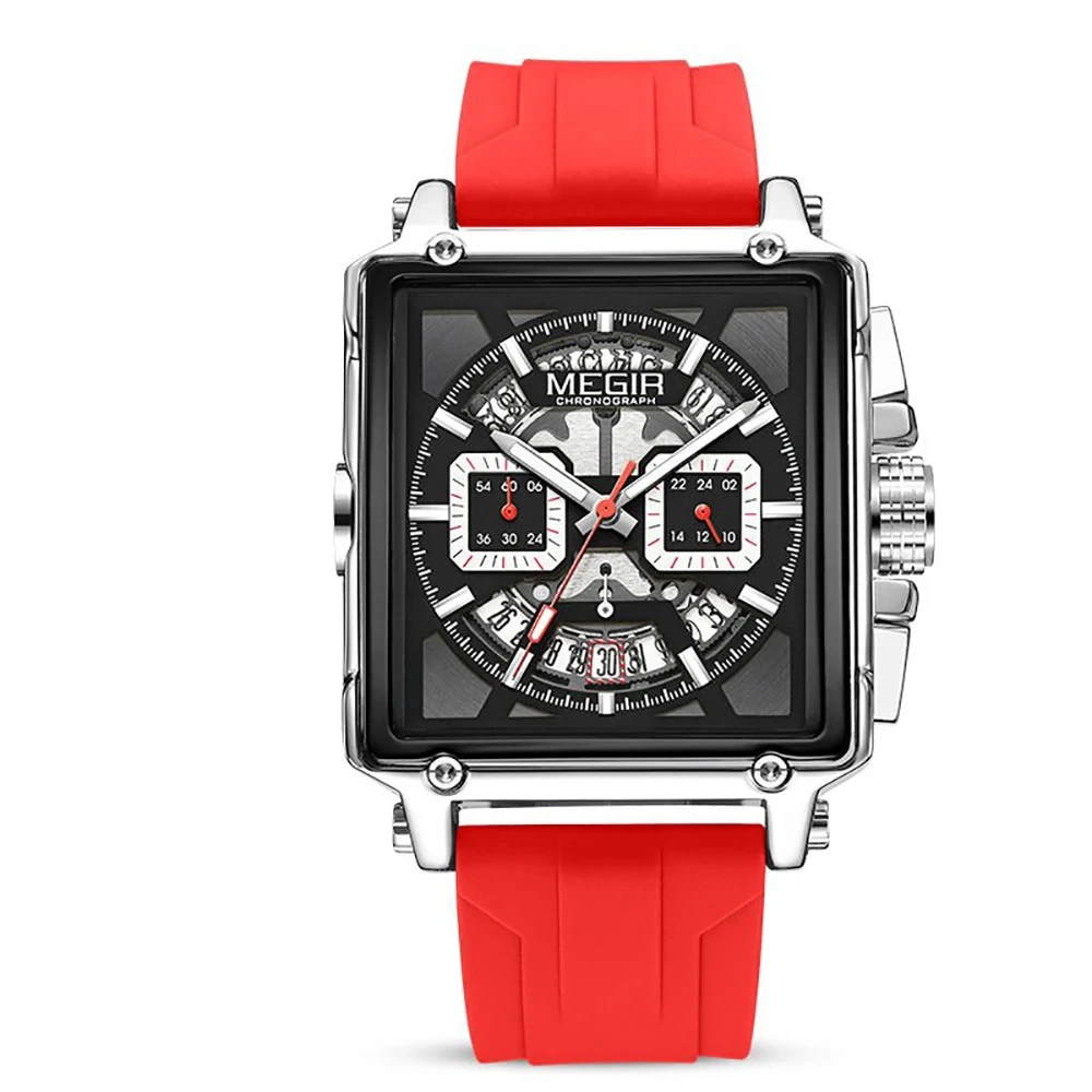 Stilvolle quadratische Herrenuhr, wasserdicht, im Dunkeln leuchtend, Sport-Quarzuhr, Multifunktions-Chronographenuhr 1