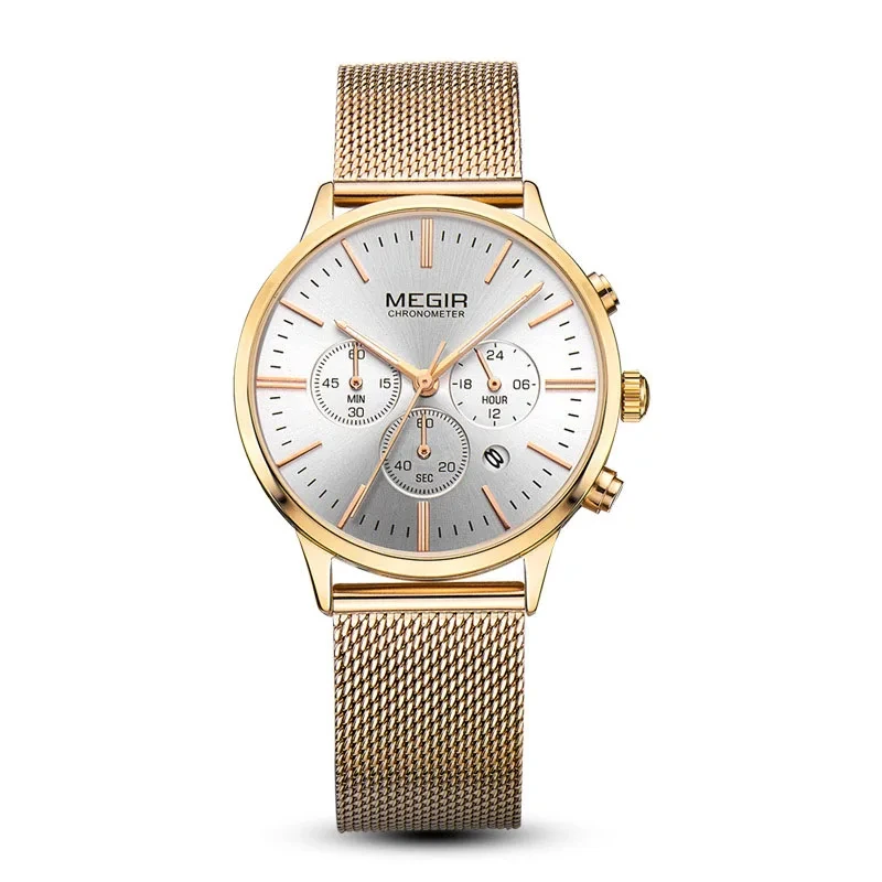 Reloj de cuarzo ligero y delicado de alta calidad para mujer, reloj de cuarzo multifuncional con sincronización resistente al agua, reloj de cuarzo informal de moda 1
