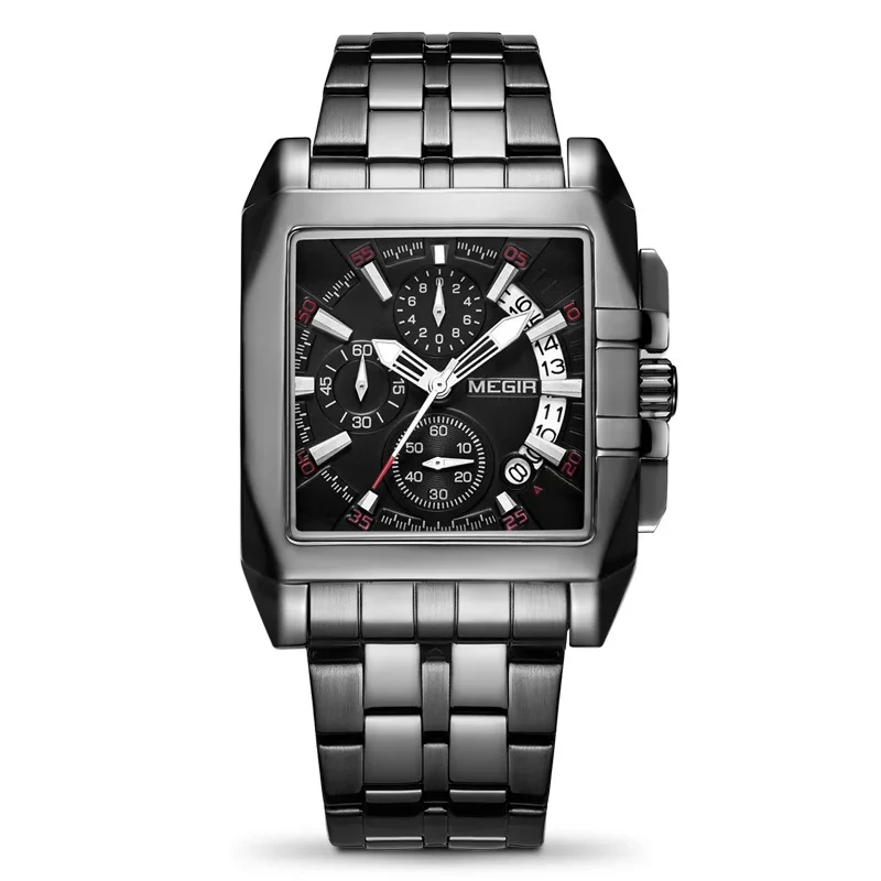 Reloj de Cuarzo para Hombres de Negocios Reloj de Cuarzo con Banda de Acero con sincronización Multifuncional Relojes para Hombres de Moda 1