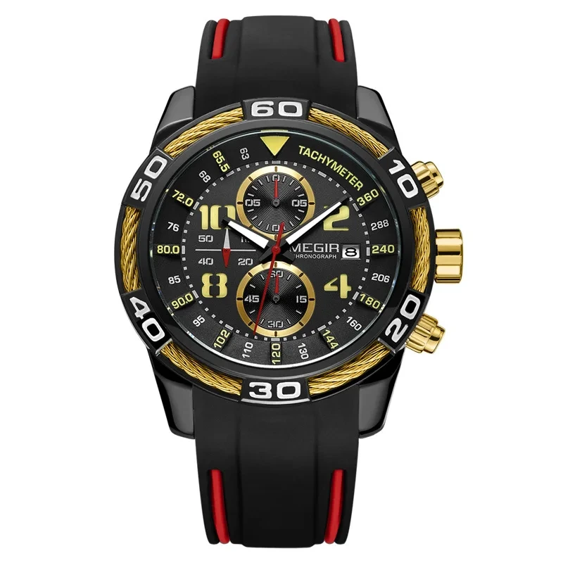 Hot Selling Multi-function Chronograph Calendar Sports Chronograph Watch For Men Quartz Watch With Silicone Strap 1