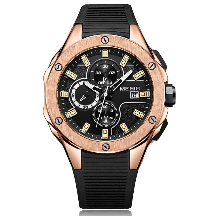 Multi Functional Chronograph Popular Watch For Men's Sports Silicone Quartz Watch Fashionable Casual Business Men's Watch 1