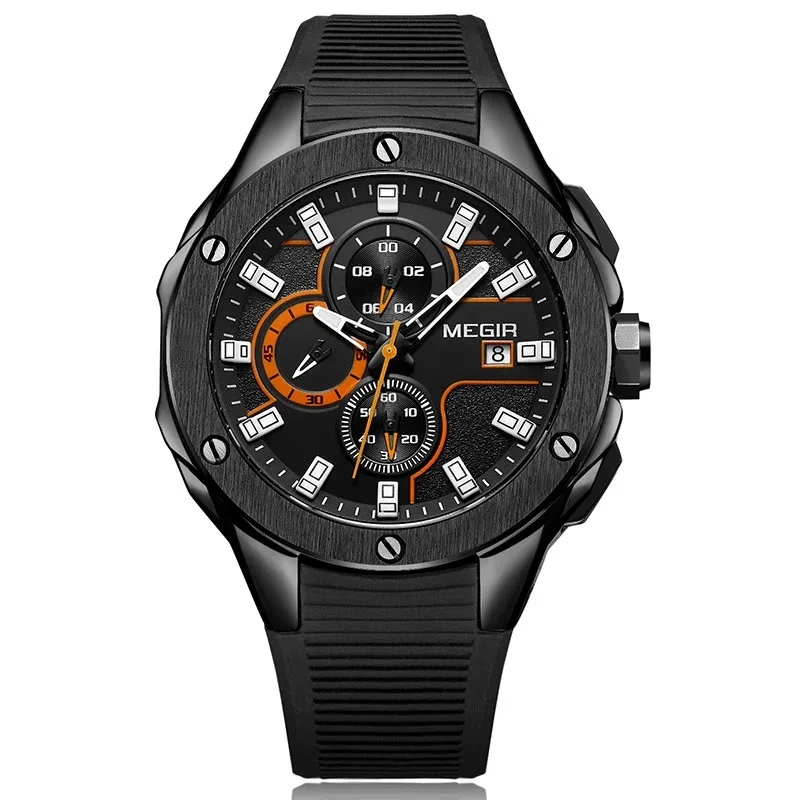 À la mode décontracté affaires montre pour hommes multi-fonctionnel chronographe montre populaire pour hommes sport Silicone montre à Quartz 1