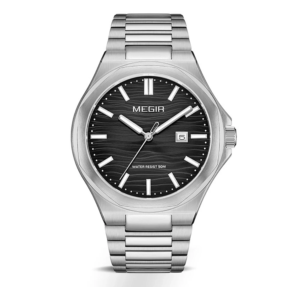 Reloj de acero de alta calidad para hombre, reloj de cuarzo, calendario, reloj de negocios informal que brilla en la oscuridad, venta al por mayor 1