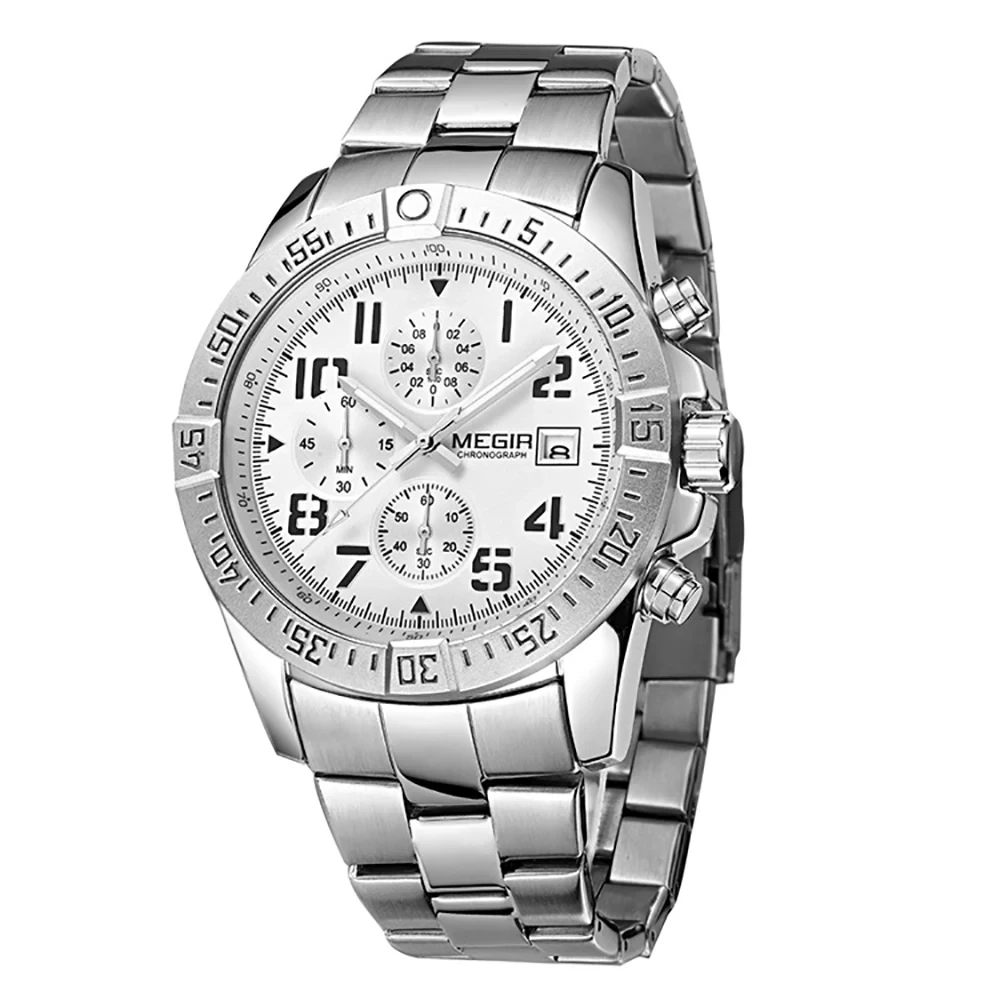Nuevas llegadas, reloj de negocios para hombres, reloj cronógrafo multifunción de seis pines, reloj de cuarzo con banda de acero 1