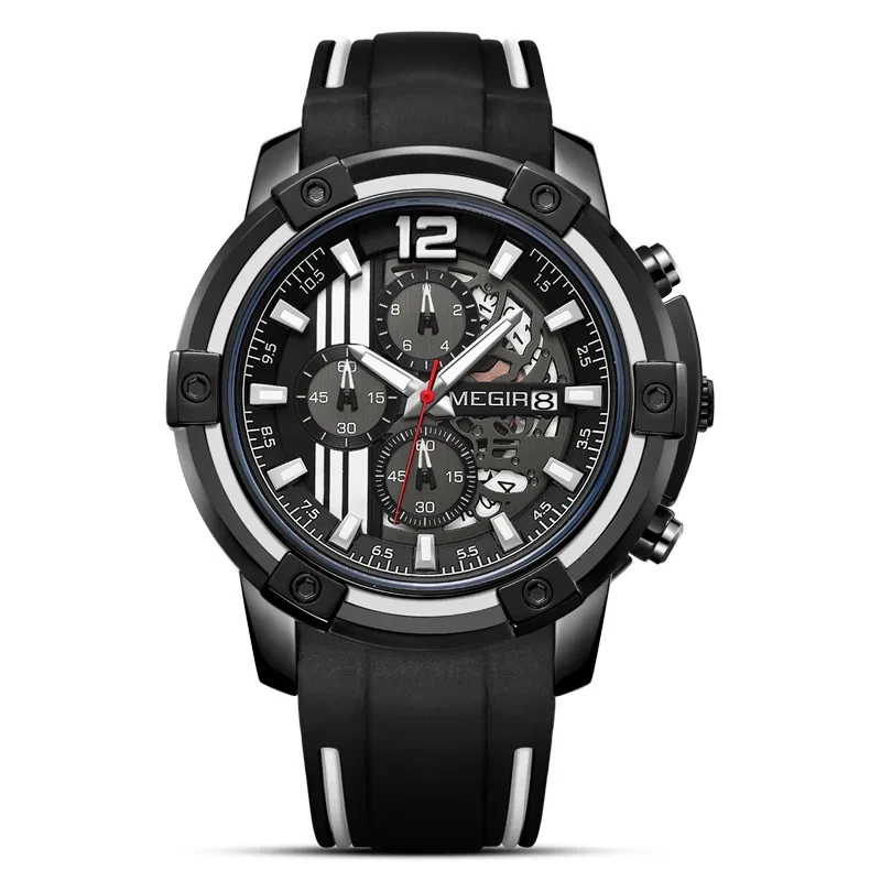 Reloj de cuarzo de moda al por mayor, reloj de cuarzo de gama alta, calendario hueco, reloj deportivo para hombre con esfera grande de moda 1