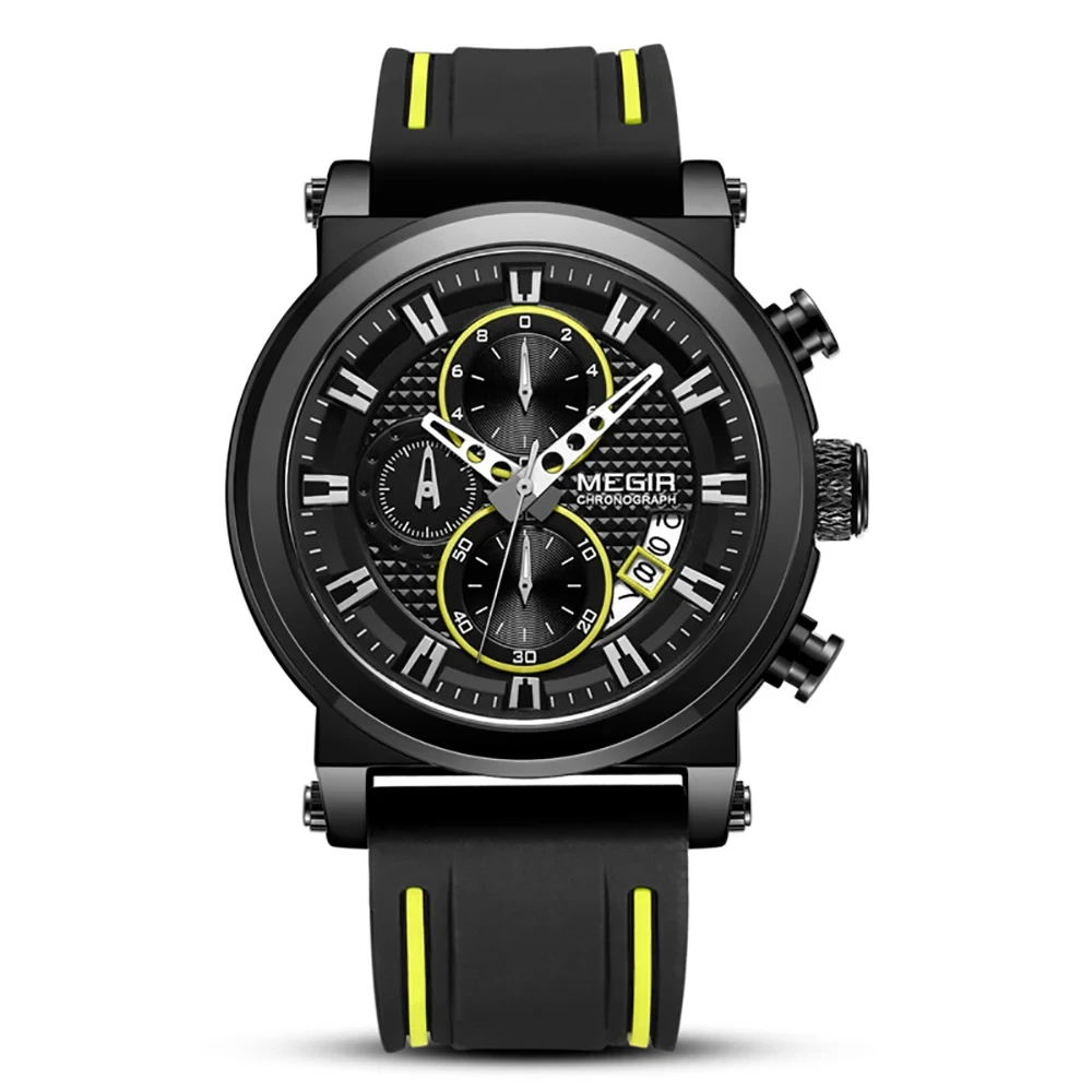 Gran oferta, reloj de cuarzo clásico, reloj deportivo a la moda para hombre, reloj de cuarzo multifuncional de tres ojos 1
