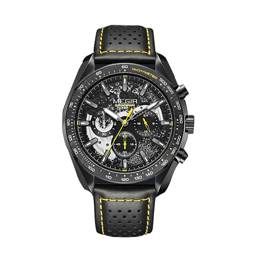 Classic Business Wristwatch Men's Quartz Watch Leisure Multi-functional Glow-in-the-dark Leather Belt Watch 1