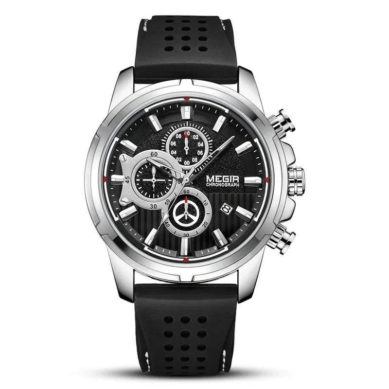 Gran oferta, reloj de cuarzo multifuncional para hombre, cronógrafo, reloj de Esfera Grande, reloj deportivo de silicona para hombre 1
