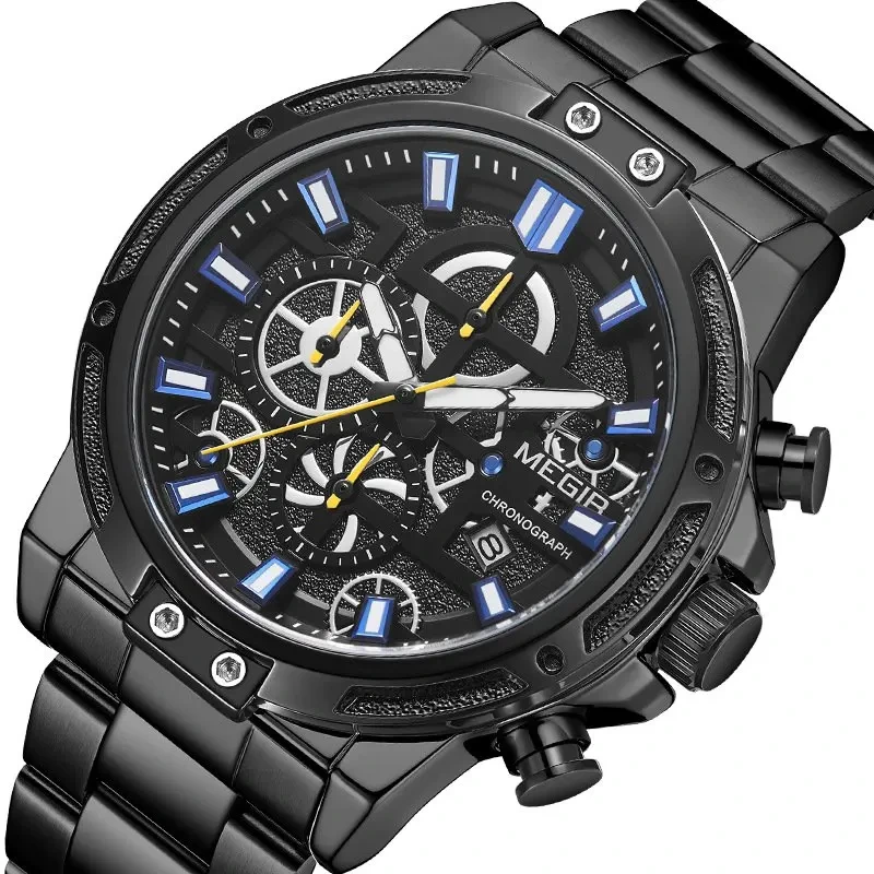 Classic Business Wristwatch Quartz Watch Sports Business Chronograph Glow-in-the-dark Steel Band Quartz Watch For Men 1