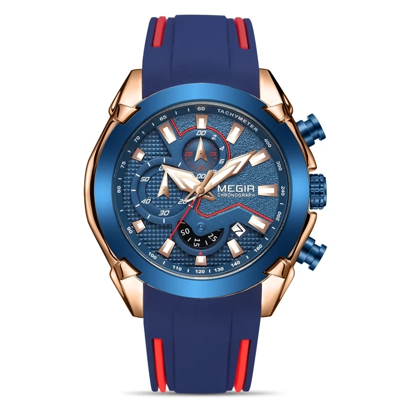 Reloj de hombre a la moda de alta calidad, esfera grande, calendario de sincronización, reloj de pulsera de silicona resistente al agua con brillo nocturno para hombre 1