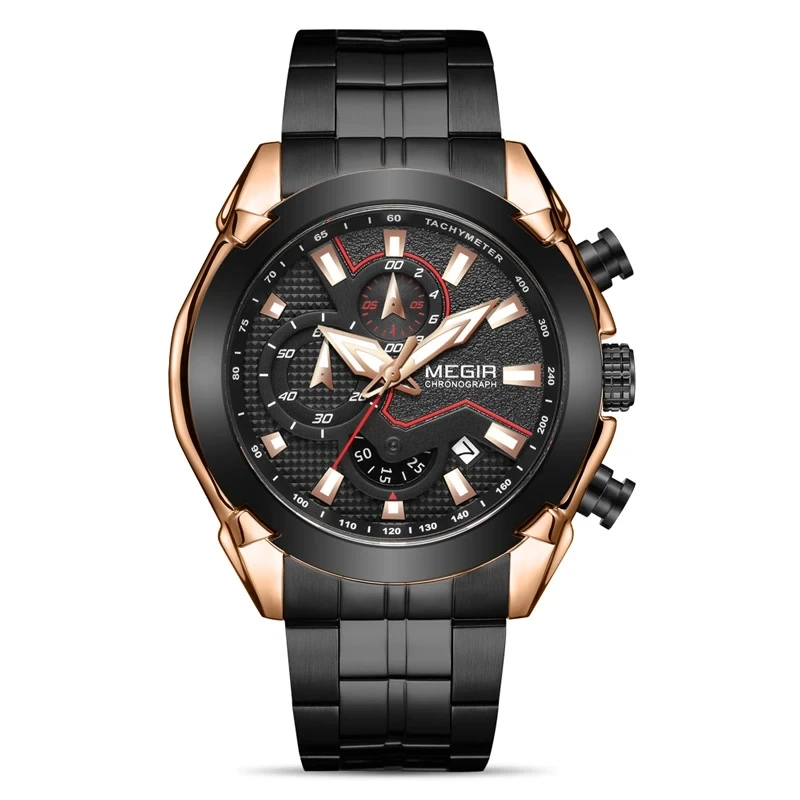 Reloj de pulsera para hombre con banda de acero a la moda, calendario de tiempo de negocios, reloj de cuarzo para hombre, reloj de cuarzo resistente al agua para hombre 1