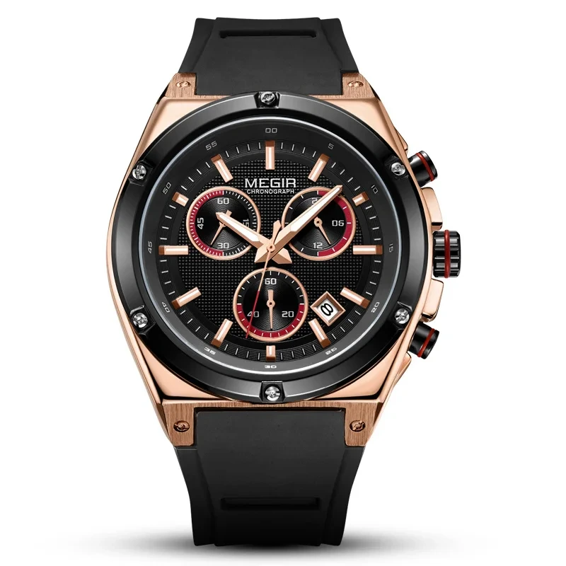 Reloj para hombre Reloj de pulsera de cuarzo para hombre con sincronización deportiva multifuncional de moda Reloj de silicona 1