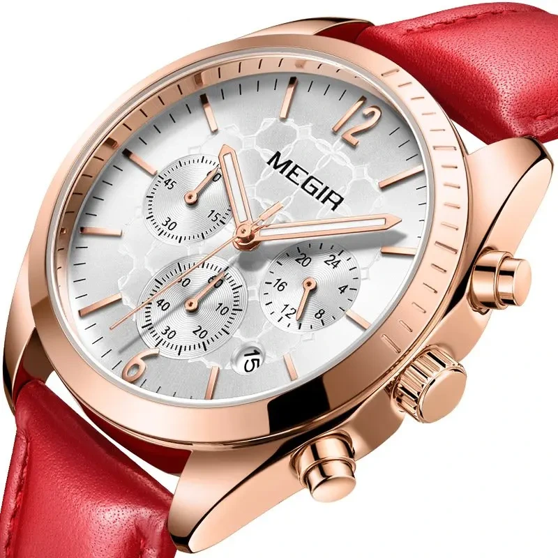 Hot Sale Classic Wristwatch Fashion Quartz Watch Multifunctional Timing Calendar Leather Women's Watch 1