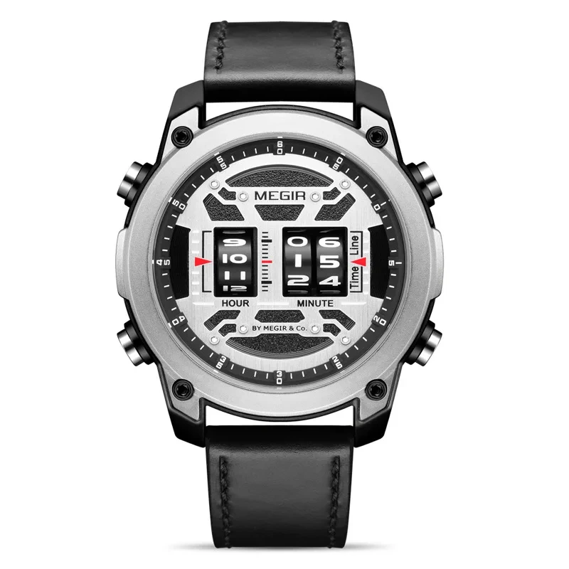 Reloj de hombre al por mayor de alta calidad, reloj deportivo de negocios de cuero resistente al agua con rodillo personalizado, reloj de cuarzo para hombre 1