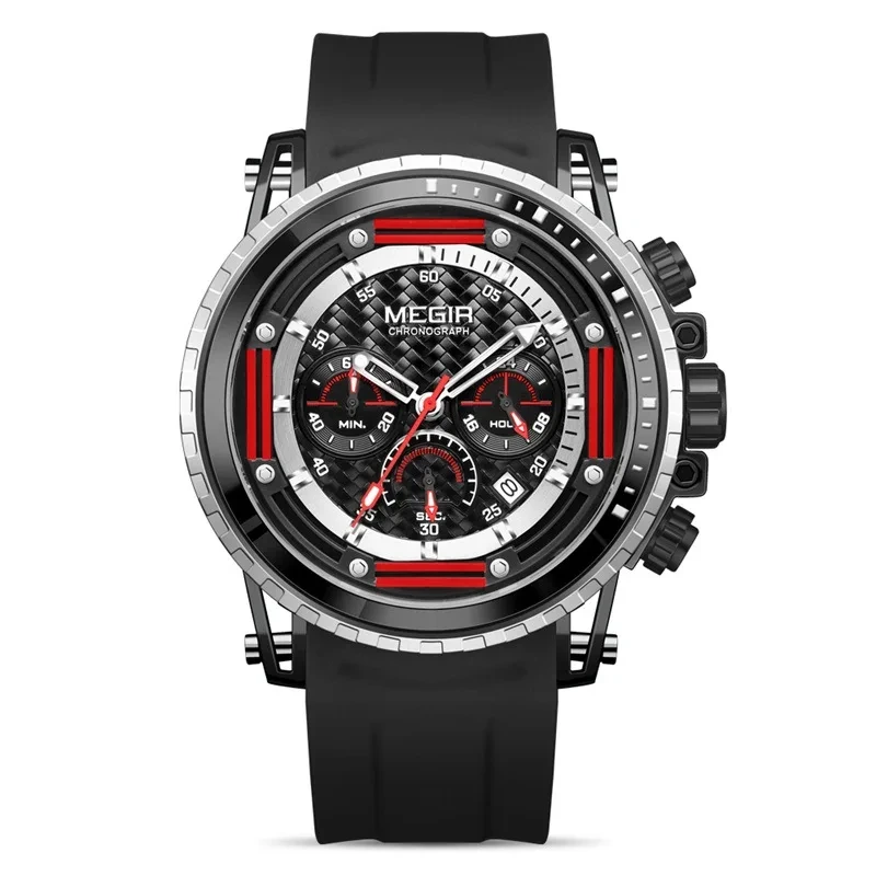 Hot Selling Men's Fashion Quartz Watch Glow-in-the-dark Waterproof Watch Timing Silicone Sports Watch 1