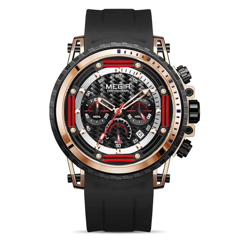 Men's Fashion Quartz Watch Hot Selling Glow-in-the-dark Waterproof Watch Timing Silicone Sports Watch 1