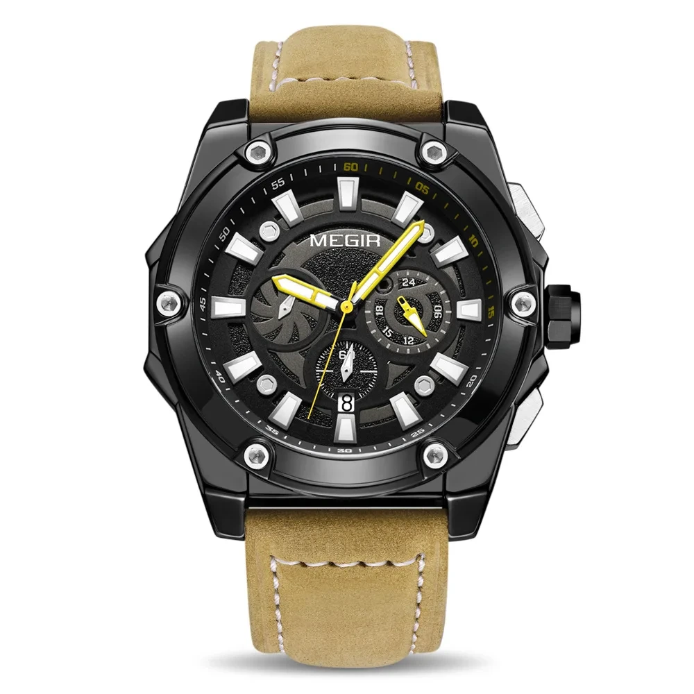 Factory Direct Sale Multifunctional Watch With Large Dial Chronograph Leather Sports Watch Quartz Watch 1