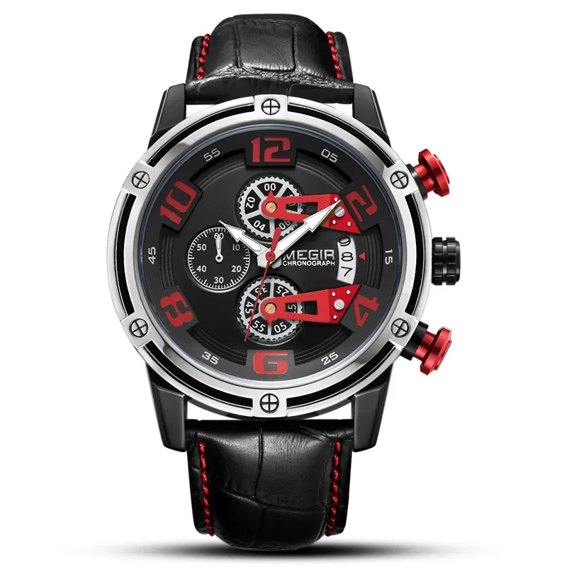 Wholesale Customized Men's Leather Watch Sports Multi-functional Chronograph Watch Fashion Trend Watch 1