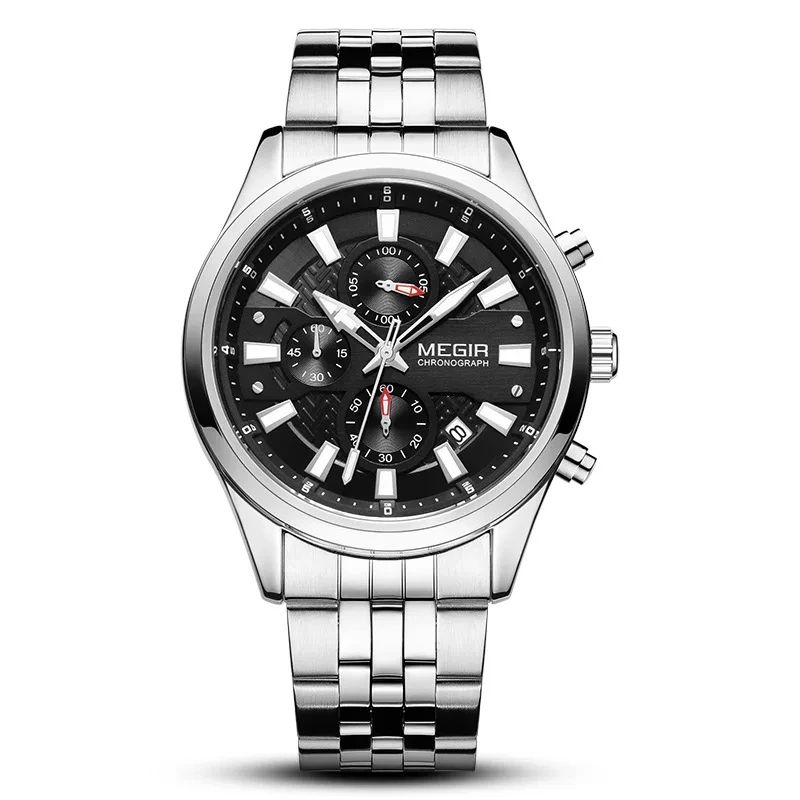 High-grade Calendar Quartz Watch Chronograph Sports Watch Steel Belt Business Quartz Watch For Men 1