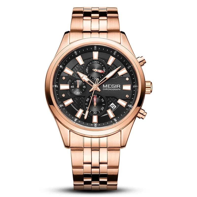 Durable Chronograph Sports Watch Steel Belt Business Quartz Watch Men High-grade Calendar Quartz Watch 1