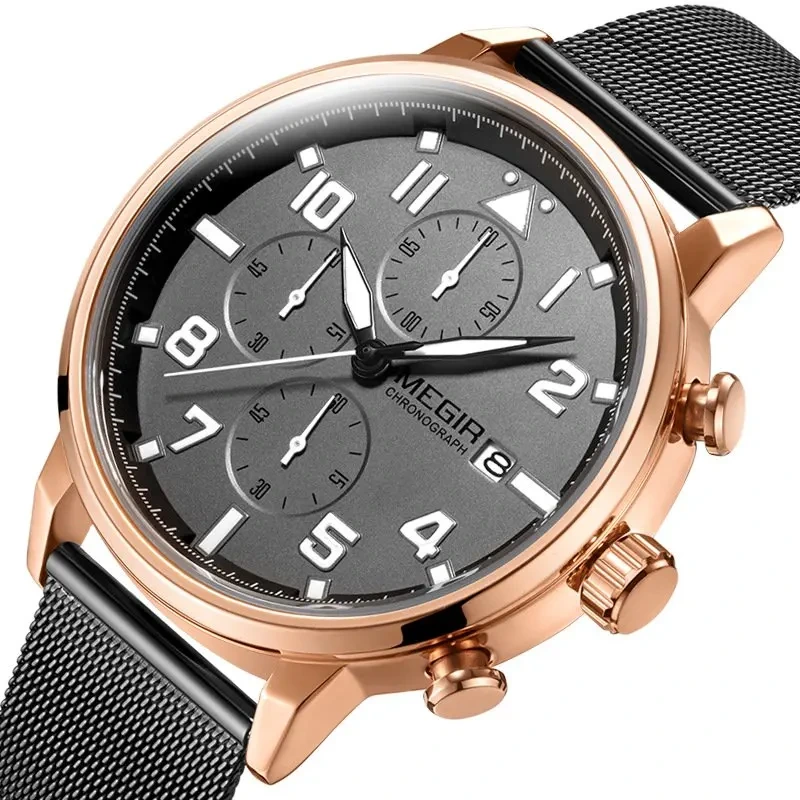 Factory Wholesale Price Men's Quartz Watch With Steel Band Multi-functional Business Sports Watch 1