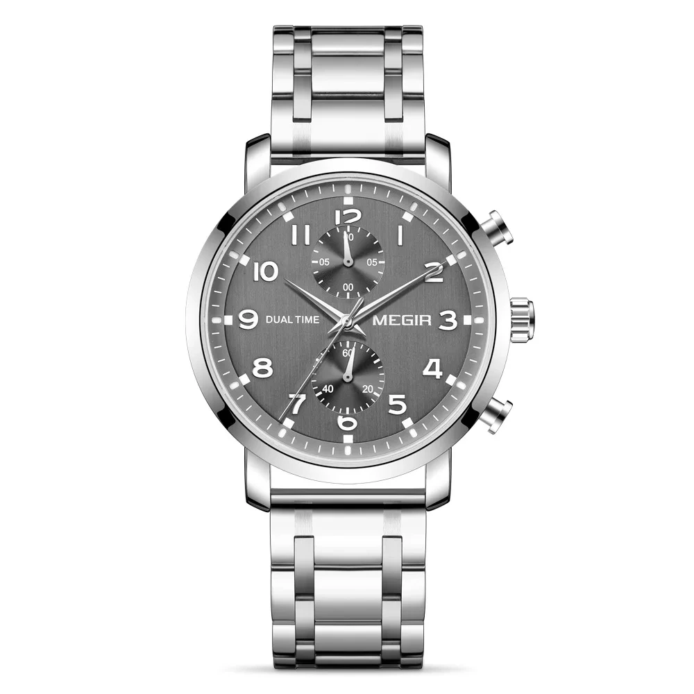 Reloj de cuarzo con cronómetro y banda de acero, nuevo diseño de fábrica, venta al por mayor, reloj de cuarzo multifuncional para negocios 1