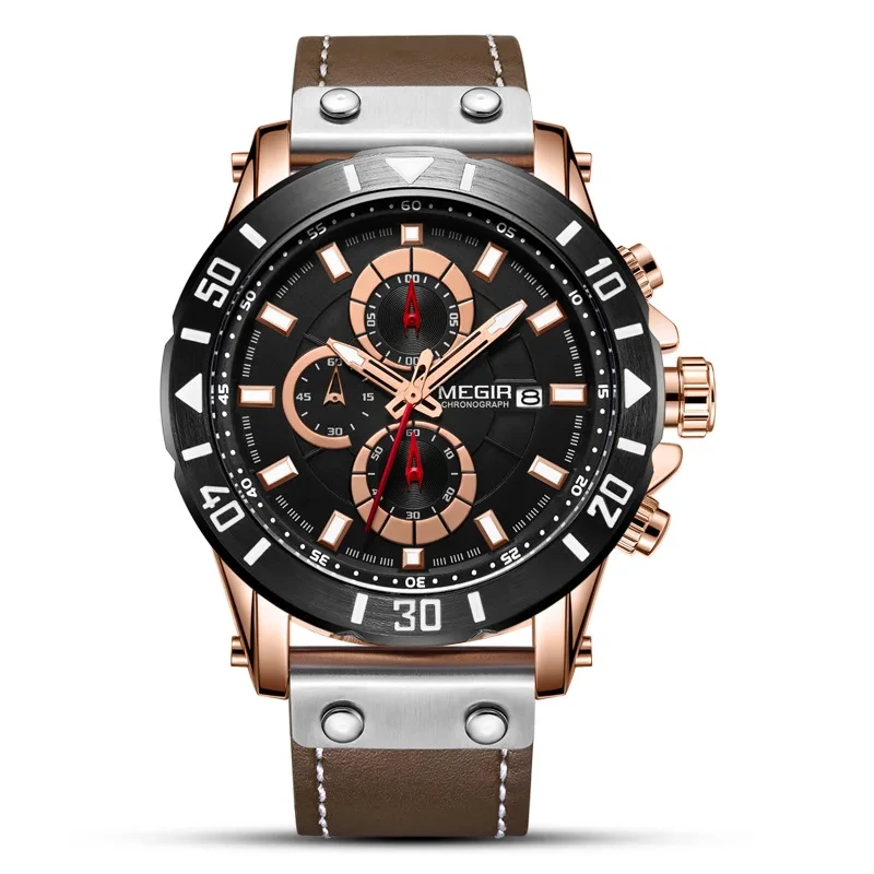 Orologio al quarzo da uomo Cronografo sportivo Orologio al quarzo impermeabile di alta qualità per orologio da polso da uomo 1