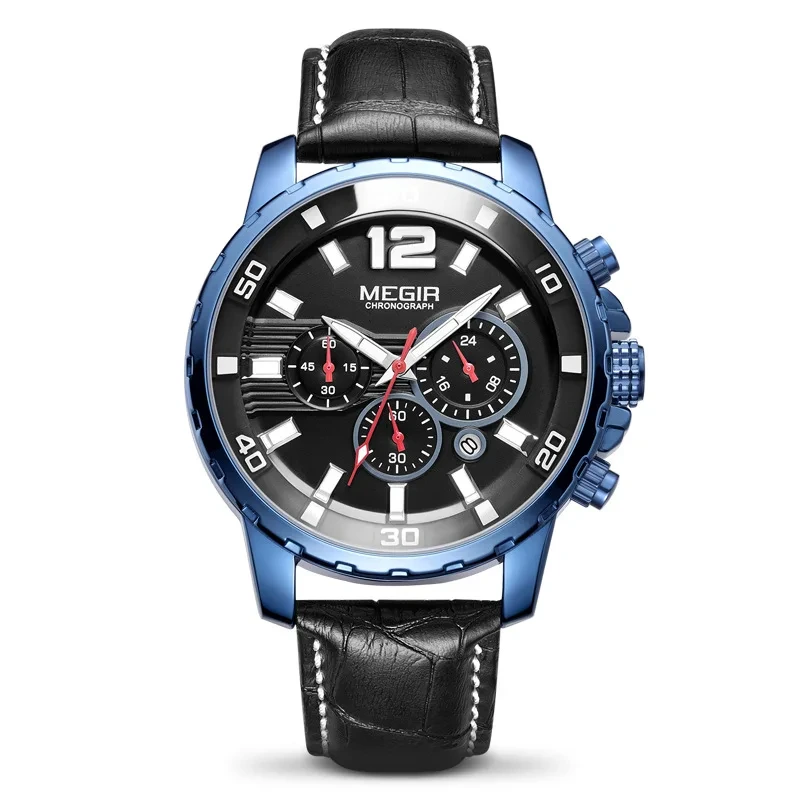 Reloj de cuarzo resistente al agua de alta calidad para hombre, reloj de cuarzo de cuero para hombre 1