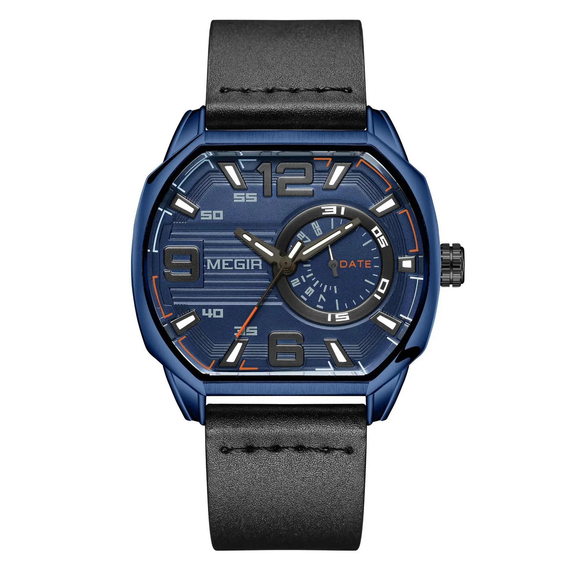 Orologio da uomo in vendita calda Orologio sportivo quadrato innovativo Orologio da uomo in pelle impermeabile che si illumina al buio 1
