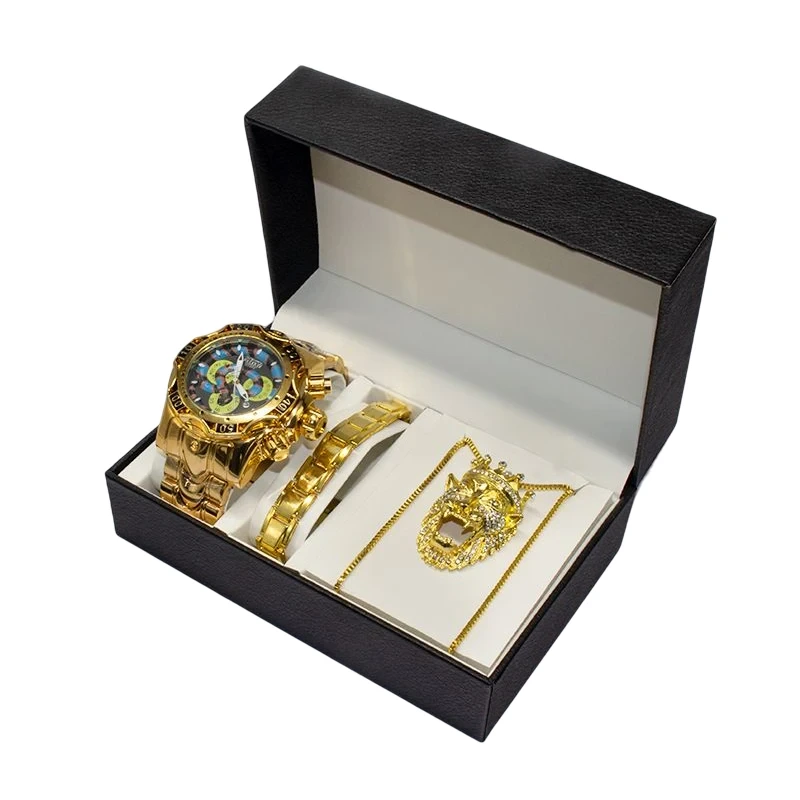 2022 nuevos sistemas del reloj del diseño sistemas del regalo de la pulsera del collar de la moda relojes de cuarzo casuales para los hombres 1