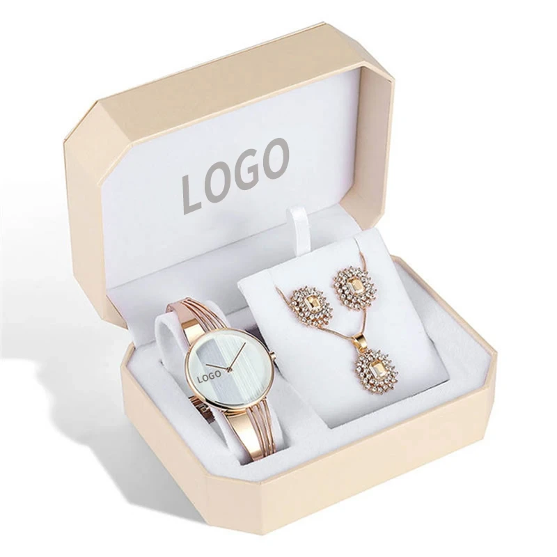Conjunto de reloj para mujer, relojes de pulsera de moda para mujer, conjunto de reloj de joyería resistente al agua hasta 30m 1
