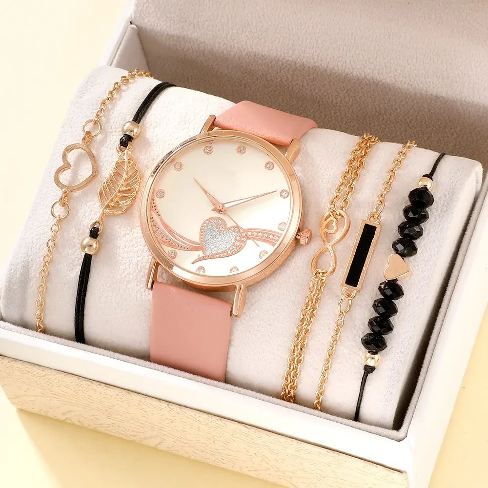 Campione gratuito Orologio al quarzo in pelle da donna alla moda Quadrante squisito Orologi da donna casual con bracciale 1