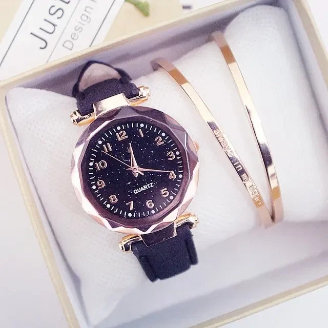 Free Sample Starry Sky Watch Fashion Women Watches Casual Ladies Leather Band Quartz Wristwatches 1