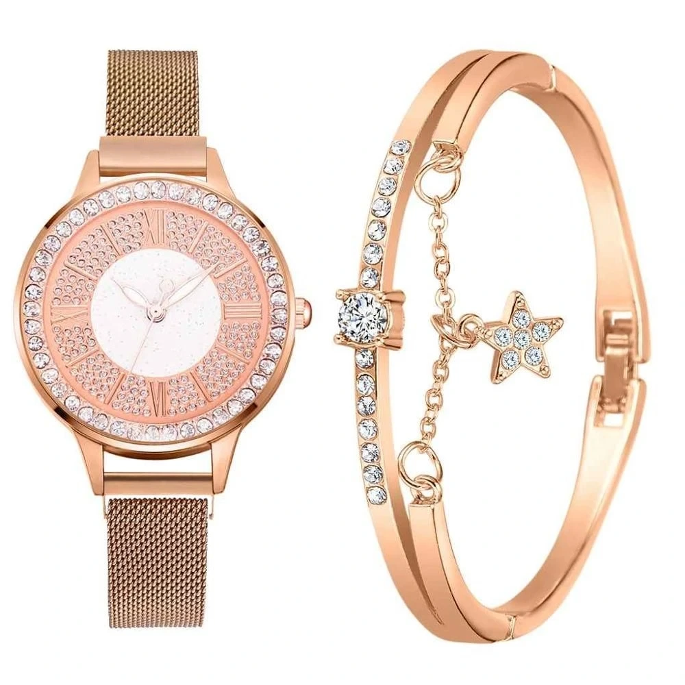 Free Sample Women Watches Set Rhinestone Female Quartz Wristwatch Fashion Ladies Gift Watch 1