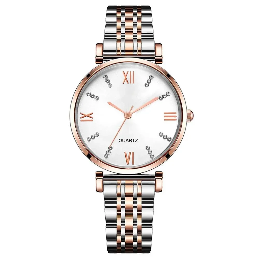 Muestra gratuita de relojes de pulsera con correa de acero y diamantes de cristal para mujer, reloj de regalo exquisito para mujer 1
